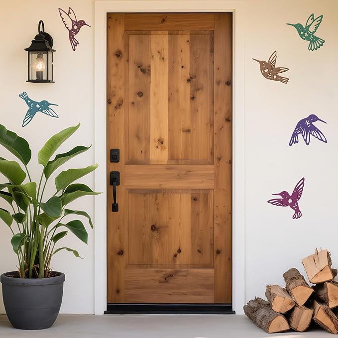 twinklemon 6PCS Metal Hummingbird Wall Art Decor Colorful Birds Outdoor Wall Decor Iron Hanging Decor Ornaments Bird Wall Art Decorations for Garden Fence Yard Living Room Patio Balcony