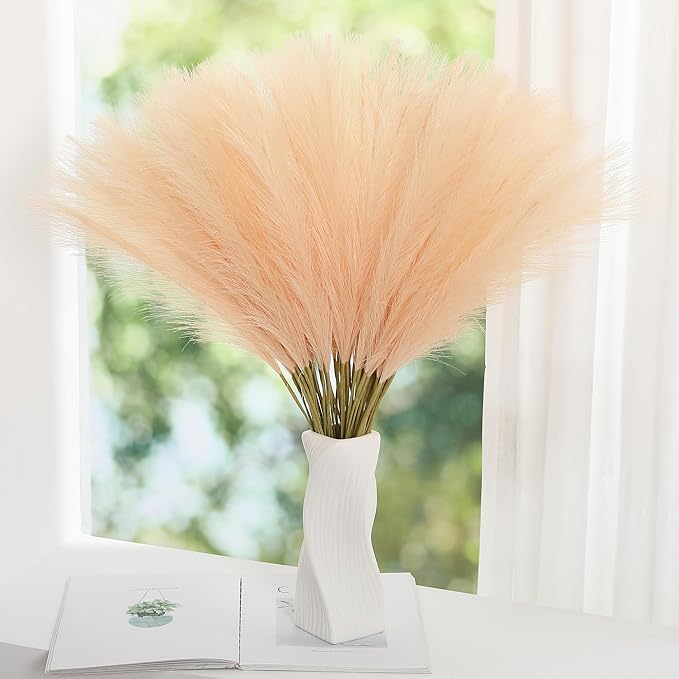 Faux Champagne Pampas Grass - 30pcs 24 Inch Boho Home Decor, Artificial pompas Floral for Table Centerpieces, Farmhouse and Baby Shower Decorations (Champagne, 30 Pieces)