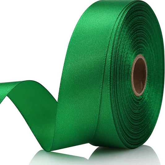 7/8 Inch 30 Yards Green Satin Craft Ribbon-Single Face Polyester Ribbon for Handmade Roses,Gift Wrapping,Timeless Flower,Bouquets,Wedding and Party Decoration