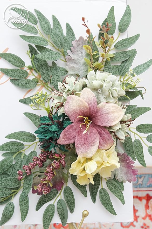 Pack of 2 Wedding Arch Decorations Artificial Hanging Flowers Floral Swag for Wedding Welcome Sign Backdrop Balloon Arch Home Party Bridal Ceremony Reusable (Kelly Green)