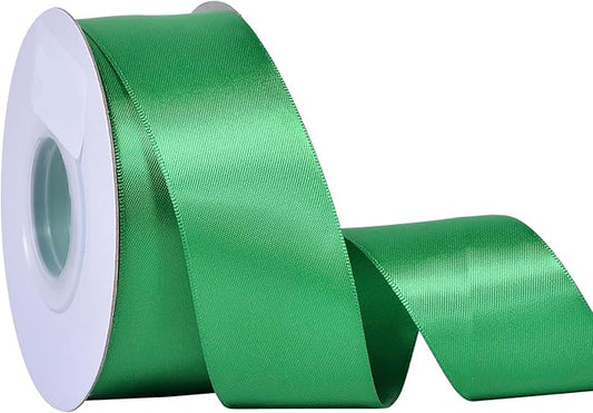 YAMA Green Double Faced Satin Ribbon, 1 1/2 Inch 25 Yards, Great for Crafts Bows Flower Bouquet Wedding Home Decor Gift Wrapping