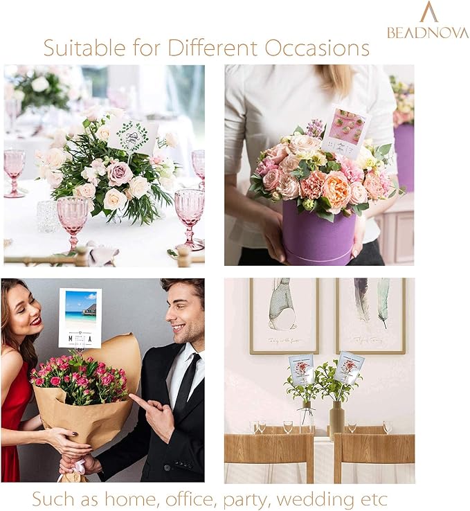 BEADNOVA Floral Pick Card Holder 50pcs 9inch Plastic Straight Head Flower Pick Card Holder for Floral Arrangement Bouquet Wedding Decoration (Fork Shape Head)