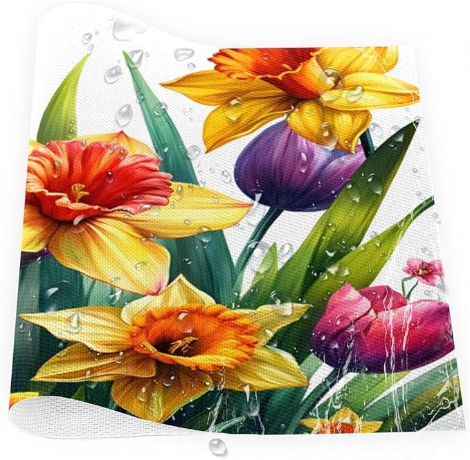 Spring Beautiful Flower Placemats Set of 4 PVC Vinyl Non Slip Table Mats Waterproof Heat Resistant Place Mats Washable Wipeable Dining Table Mat for Kitchen Party Indoor Outdoor Decorative