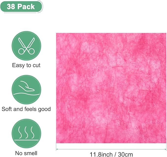 M METERXITY 38-Sheet Korean Cotton Wrapping Flower Paper, 11.8 Inch Waterproof Floral Wrapping Cotton Paper for Bouquets/Gift Packaging [Hot Pink]