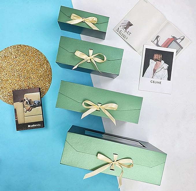 Large Gift Box for Presents with Ribbon 13.2x11x5.3 Inches Clear Gift Box with Window Magnetic Closure Gift Boxes with Lids