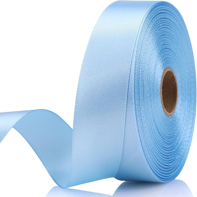 7/8 Inch 30 Yards Sky Blue Satin Craft Ribbon-Single Face Polyester Ribbon for Handmade Roses,Gift Wrapping,Timeless Flower,Bouquets,Wedding and Party Decoration