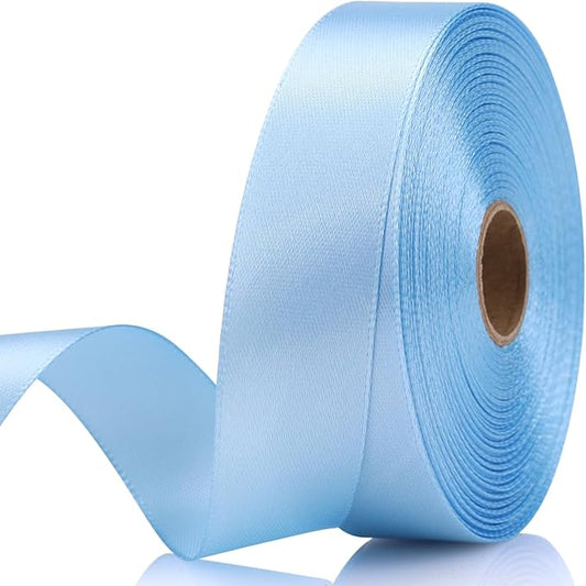 7/8 Inch 30 Yards Sky Blue Satin Craft Ribbon-Single Face Polyester Ribbon for Handmade Roses,Gift Wrapping,Timeless Flower,Bouquets,Wedding and Party Decoration