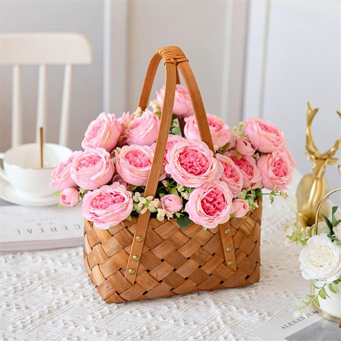 ASTRYAS 8Pcs Artificial Flowers, Artificial Peonies Silk Flowers Fake Peony Bouquet Faux Peonies Flowers Bulk for Decoration Vase Florals Arrangements Wedding Home Party Table - Pink