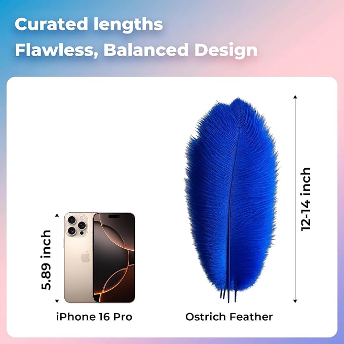 Piokio 20 pcs Natural Blue Ostrich Feathers 12-14 inch(30-35 cm) Bulk for Wedding Party Centerpieces and DIY Clothes Decoration, Gatsby Decorations