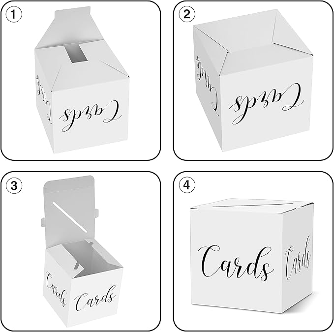 Classic Elegant Card Box – 1 Set Hot Stamping Card Receiving Box for Gift Envelope Money – Wedding Bridal Baby Shower Birthday Graduation Party Supplies Decorations ( 8"*8"*8", Black and Gold)-A07