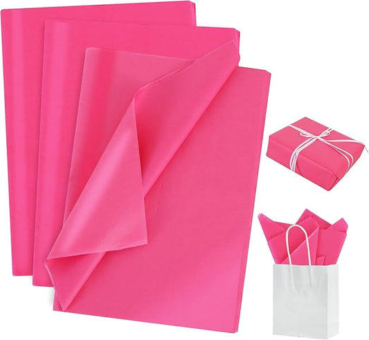 BEISHIDA 100 Sheets Hot Pink Tissue Paper Bulk, Wrapping Tissue Paper for Gift Bags, 14 x 20 Inch Gift Wrap for Birthday Wedding Graduation DIY Crafts Holiday Flowers