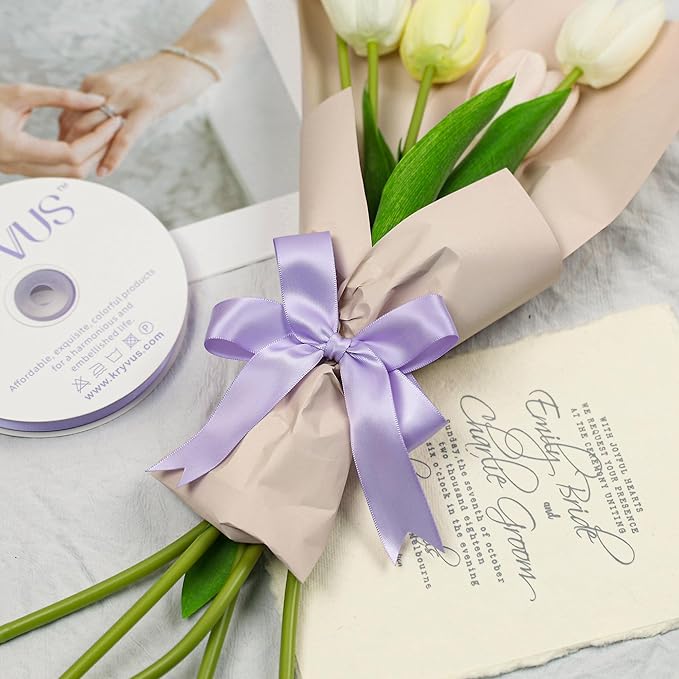 Lavender Satin Ribbon, 1 Inch X 25 Yards, Premium Satin Polyester Ribbon for Gift Wrapping, Crafts, Wedding Decor