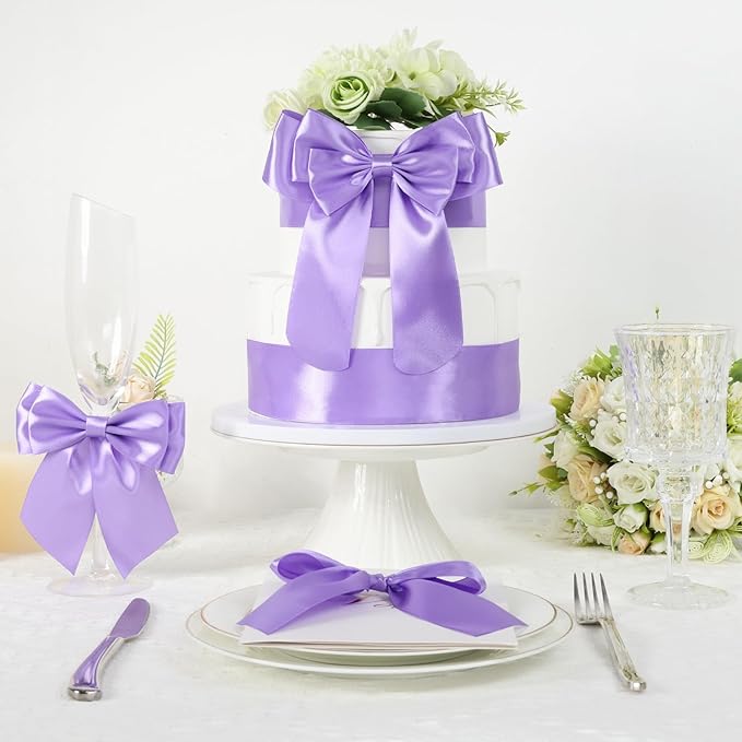 Lavender Satin Ribbon 2 Inch 60 Yards, Polyester Fabric Ribbon for Flower Bouquet, Wedding, Crafts, Gift Wrapping, Baby Shower, DIY Bows and Outdoor Decor