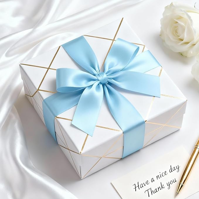 1-1/2" x 100 Yards Satin Ribbon - Light Blue Silk Ribbon with Spool - Ideal for Gift Wrapping, Floral Bouquets, Crafts, Wedding Party Decorations, Christmas and Sewing Projects