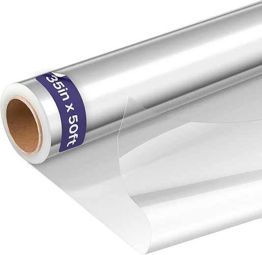 Clear Cellophane Wrap Roll (35in x 50ft) - Folded Cellophane Wrap for Gift Baskets, Cellophane for Flowers Bouquets