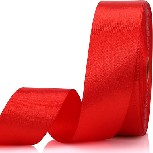 1-1/2 Inch 60 Yards Red Solid Satin Ribbon for Gift Wrapping,Craft Floral Bouquets,Wedding Party,Timeless Flower,Decoration Floral Hair,Balloons