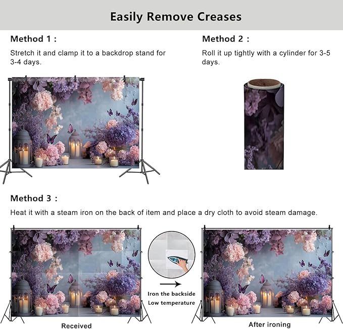 YongFoto Elegant Flower Wall Backdrop 5x3ft Floral Butterfly Candle Photography Background Baby Bridal Shower Wedding Girl Birthday Party Banner Room Decor Portrait Photoshoot Wallpaper Photo Booth