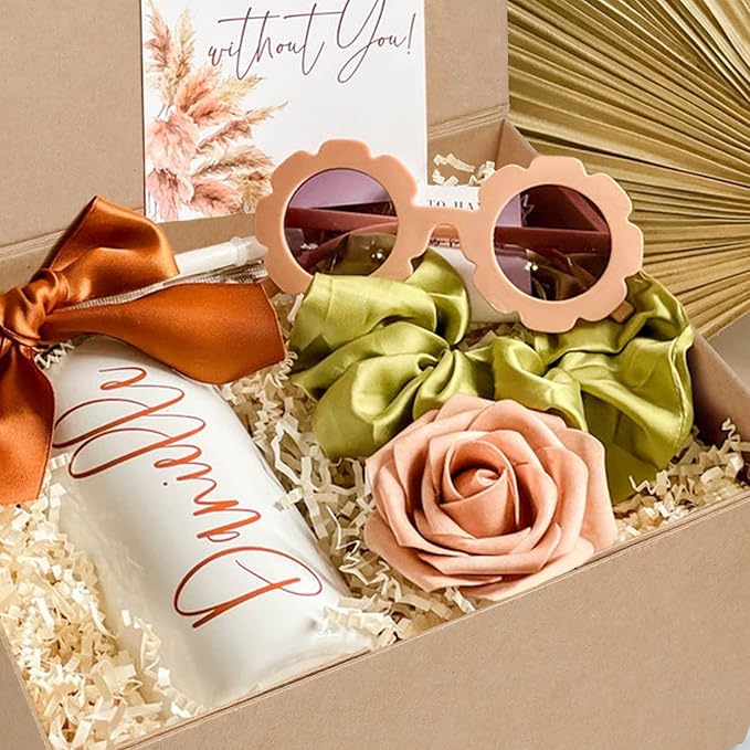 Aimyoo Brown Collapsible Gift Box with Magnetic Closure Lids 10.5x7x3 in, Bridesmaid Groomsman Proposal Boxes, Rectangle Storage Box 1 Pack