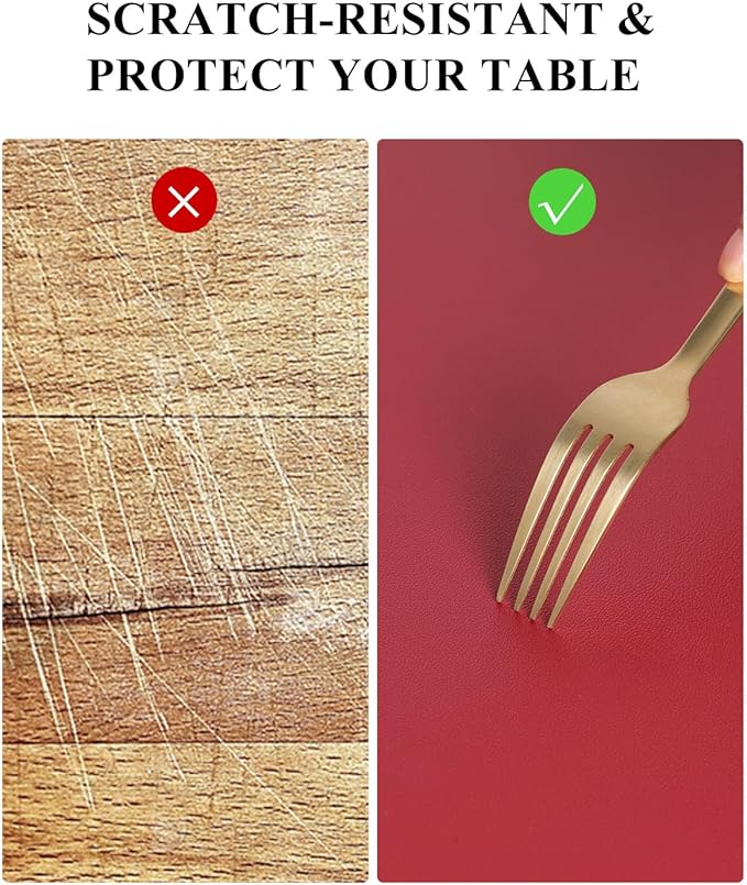 Wine Red Plastic Table Cover Protector, 36" x 54" Waterproof Easy Flat PVC Desk Pad Mat, 1.5mm Thick Rectangle Vinyl Table Top Protector for Dining Room Table, Office, Dresser