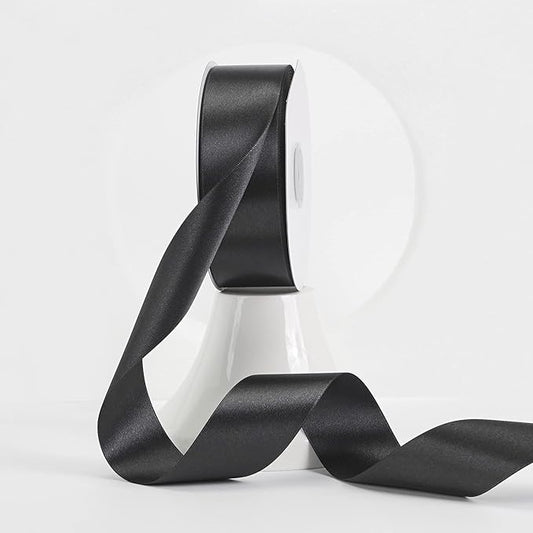 MEEDEE Black Satin Ribbon 1-1/2 Inch Black Ribbon Lux Double Faced Satin Ribbons by 50 Yards Polyester Satin Ribbons for Crafts, Weddings, Flower Bouquet, Holiday Decorating