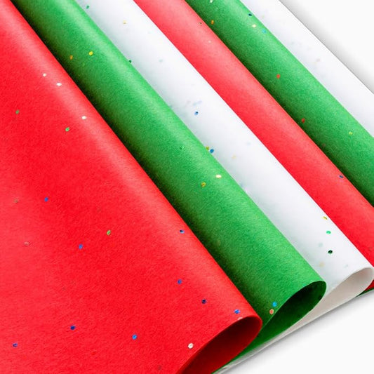 Christmas Tissue Paper for Gift Bags – 50 Sheets | Red, Green, White Glitter Sparkle Wrapping Bulk 20x20 Sheets