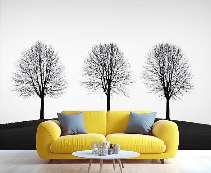 KIREUPA Minimalist Tree Wall Mural, Elegant Tree Silhouette Poster 3d Wall Murals, Modern Forest Wallpaper Mural, for Living Room Bedroom Large Wallpaper Indoor Decor 177.16" W x120 H