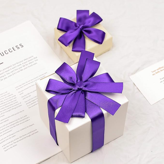 Double Faced Purple Satin Ribbon, 7/8 Inch X 25 Yards Polyester Ribbon for Gift Package Wrapping, Crafts, Bow Making, Sewing, Flower Bouquet, Wedding Party Decor