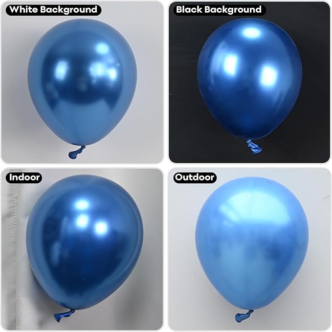 Togvu Metallic Blue Balloons Different Size, 123 Packs Blue Balloons Arch Kit, Pack of 18 12 10 5 Inch Chrome Blue Balloons Garland for Graduation Baby Shower Birthday Wedding Decoration