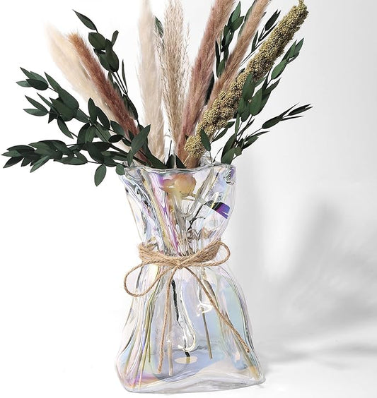 Colorful Irregular Shaped Modern Minimalist Glass Vase - Fashionable Multi-Use Home Decor for Flowers, Centerpiece, Kitchen, Office, Wedding & Holiday