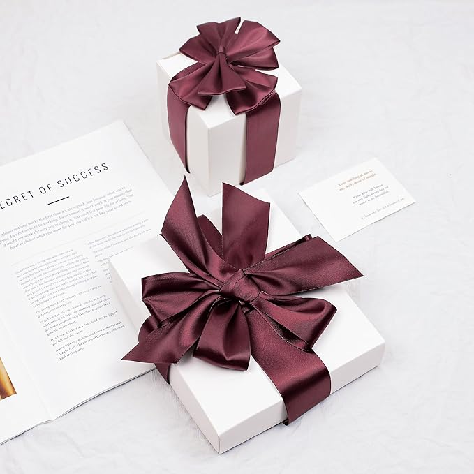 Burgundy Satin Ribbon, Double Faced 2 Inch X 50 Yards Burgundy Ribbon, Premium Satin Ribbon for Gift Wrapping, Crafts, Hair Bow Making, Sewing, Flower Bouquet, Wedding Party Decor