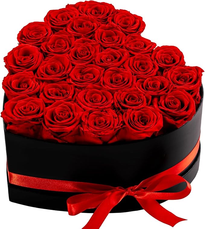 27 Forver Preserved Flowers in a Heart Box, Flowers for Her,Eternal Roses Flowers for Delivery Prime, Flowers Birthday Gifts for Women Mom Grandma Wife - Red
