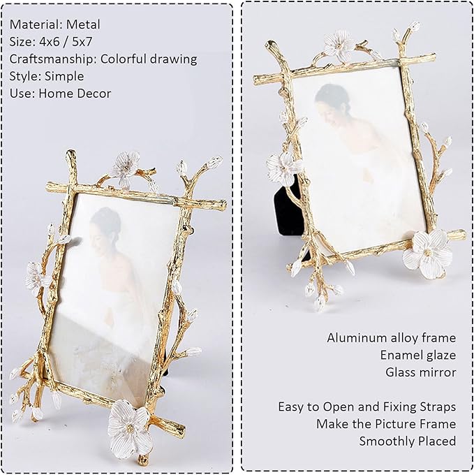 8x10 Gold Picture Frame Decor Ornate White Floral Photo Frames with High Definition Glass Front, Art Decor Tabletop Display, Gifts Ideas for Women, Horizontally & Vertically