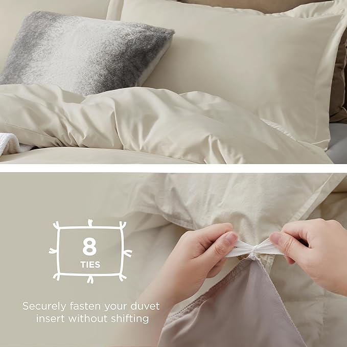 Bedsure Duvet Cover Twin/Twin XL Size - Only Includes 1 Duvet Cover (68"x90"), Hotel Luxury Soft Double Brushed All Season Bedding for Kids & Adults, Zipper Closure, NO Comforter, Linen