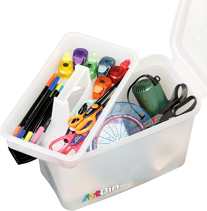 ArtBin 8408AB Sidekick Carrying Case, Portable Art & Craft Organizer with Handle, [1] Plastic Storage Case, Translucent, 8408AB