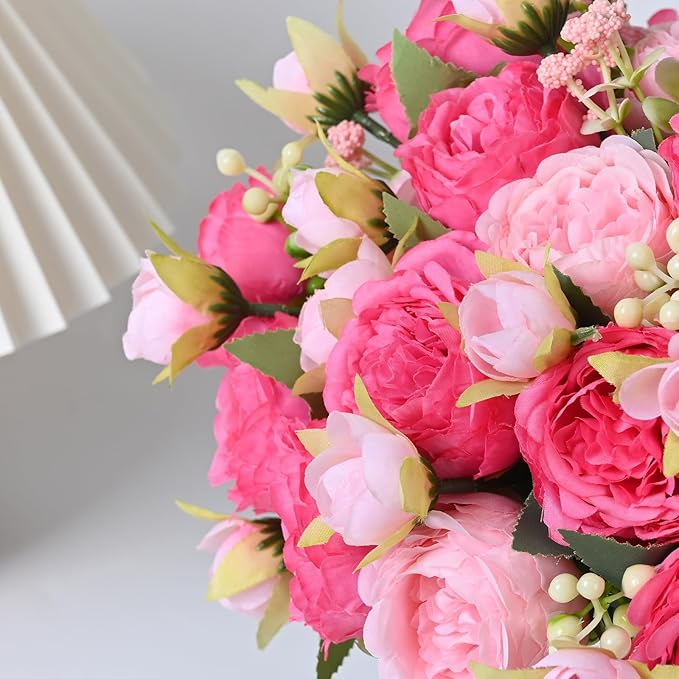 MARTINE MALL 12 Packs Peonies Artificial Flowers, Mixed Pink Artificial Peonies, Silk Peonies Flowers Fake Peonies Artificial Flowers Peonies Bouquet for Centerpiece Table Wedding Party Home Decor