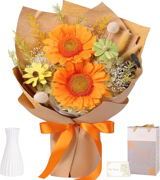 Forever Flowers for Delivery - Preserved Sunflowers Bouquet, Real Sunflowers That Last 3 Years, Eternal flowers Bouquet for Her Mother Mom Wife Friends Birthday Gifts for Women