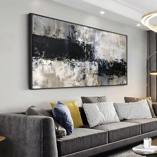 Wall Art Abstract Canvas Painting Black Grey Wall Decor Modern Artwork for Living Room Bedroom Dining Room Home Office Decor Large Framed Ready to Hang 30"x60"