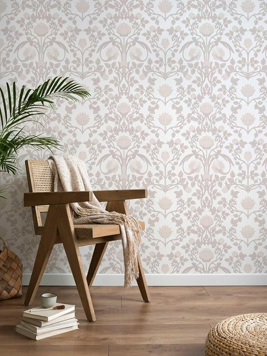 17.3" × 393.7" Pink Peel and Stick Wallpaper, Floral Wallpaper for Bedroom Bathroom Self Adhesive Removable