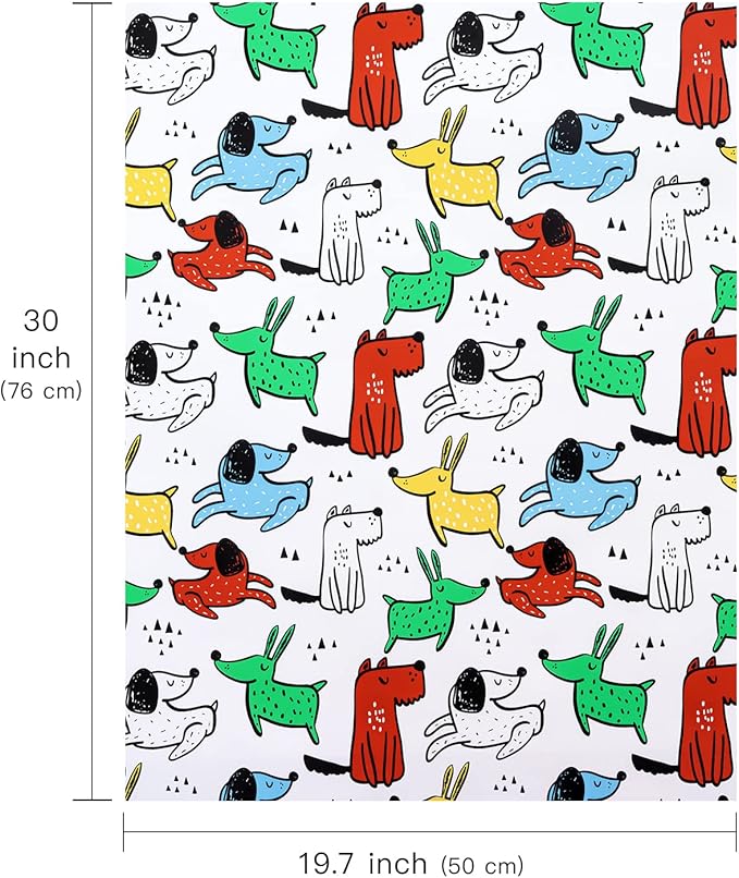 WRAPAHOLIC Birthday Wrapping Paper Sheet - 12 Sheets Adorable Dog Design Folded Flat for Party, Baby Showers, Holiday - 19.7 Inch X 30 Inch Per Sheet