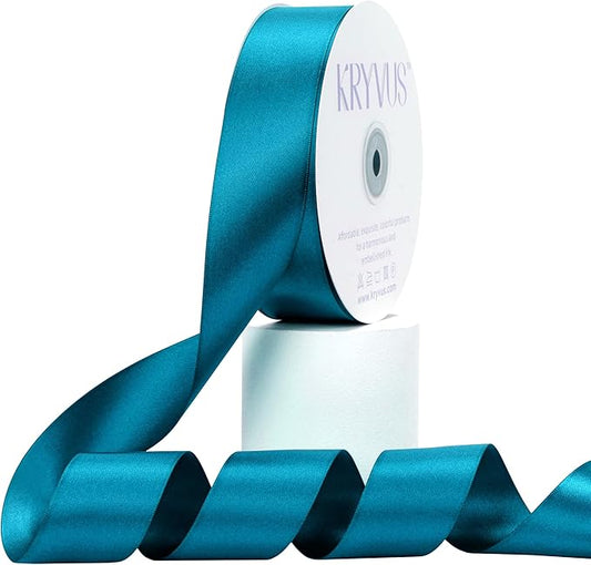 Premium Turquoise Blue Satin Polyester Ribbon, 1.5 Inch x 50 Yards, Double Faced, Perfect for Gift Wrapping, Wedding, Birthday, Anniversary, Special Occasions