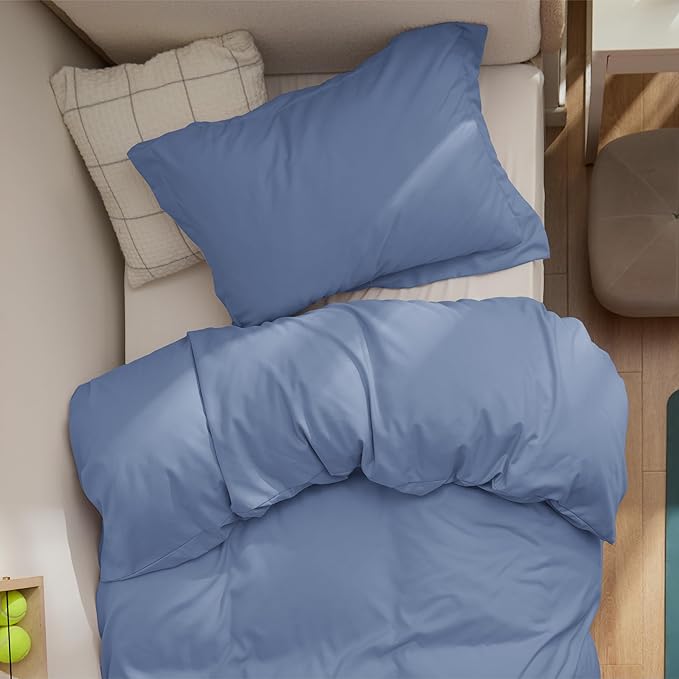 Bedsure Duvet Cover Twin/Twin XL Size - Soft Double Brushed Bedding Set for Kids & Adults, Zipper Closure, 2 Pieces, Includes 1 Duvet Cover (68"x90") & 1 Pillow Sham, NO Comforter, Slate Blue