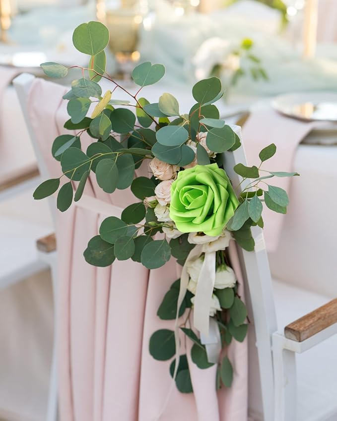 JOYLEX Green Artificial Flowers Realistic Roses, Real Looking Fake Roses with Stem for DIY Wedding Bouquets Centerpieces Bridal Shower Party Home Romantic Decorations (Green, 100pcs)