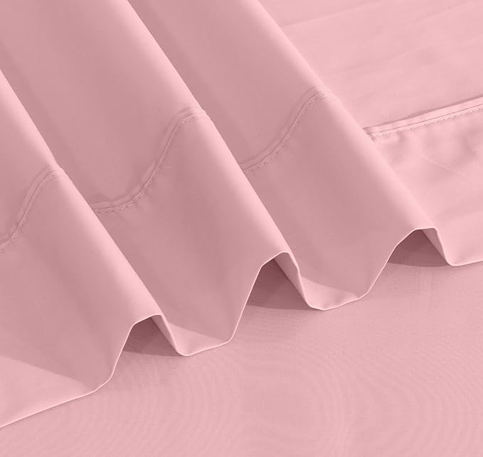 RUVANTI 100% Cotton Twin XL Sheet Sets, 3 Pieces, Soft & Breathable Percale Weave Bedding, Deep Pocket 16", Hotel Standard, Crisp Cool Feel, Durable, Perfect Size Dyed Sheets, Bridal Rose
