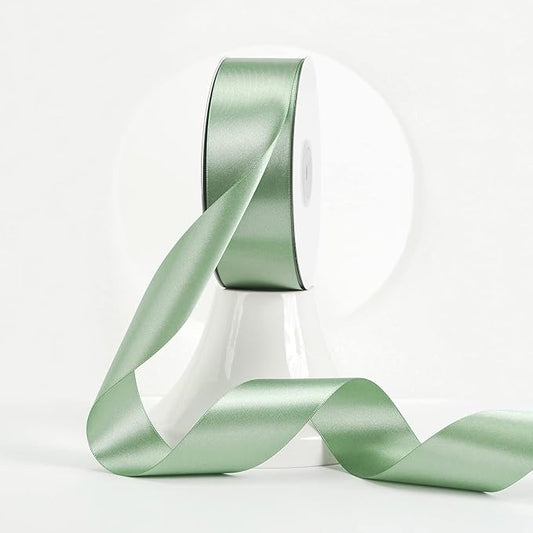 MEEDEE Sage Satin Ribbon 1-1/2 Inch Light Green Ribbon Lux Double Faced Satin Ribbons by 50 Yards Green Polyester Satin Ribbons for Crafts, Weddings, Flower Bouquet, Holiday Decorating