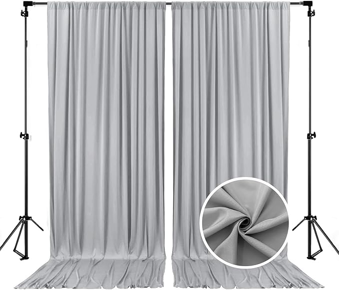 10 x 10 Feet Dark Grey Backdrop Curtain for Partie, Background Curtains for Photoshoot, Birthday, Wedding, Halloween, Thanksgiving, Christmas, New Year Party Decorations 5Ft x 10Ft, 2 Panels