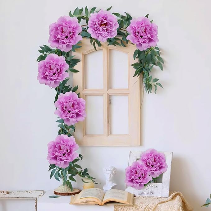 20pcs 5" Artificial Flower Peonies, Silk Peonies with 6" Stems, Flowers Suitable for Wedding Bouquets, Home Party Decoration (Light Purple)