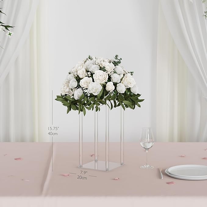 TEKXYZ Acrylic Centerpiece, 10 Pcs 15.75 Inch Tall Flower Stand, Column Wedding Centerpieces, Flower Stand for Wedding Event Party Props, Home Decor, Table