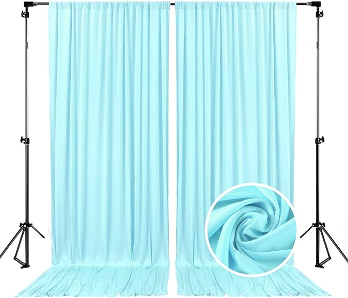 10 x 10 Feet Light Blue A Backdrop Curtain for Partie, Background Curtains for Photoshoot, Birthday, Wedding, Halloween, Thanksgiving, Christmas, New Year Party Decorations 5Ft x 10Ft, 2 Panels