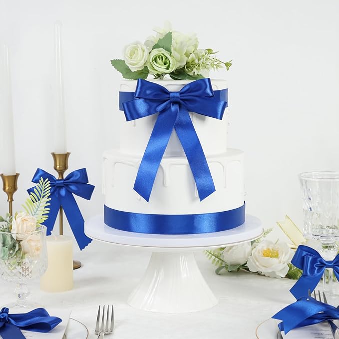 Blue Ribbon 1 Inch 60 Yards, Royal Blue Satin Ribbon for Gift Wrapping, Flower Bouquet, Graduation Lei, Crafts, Baby Shower, DIY Bows and Wedding Decorations