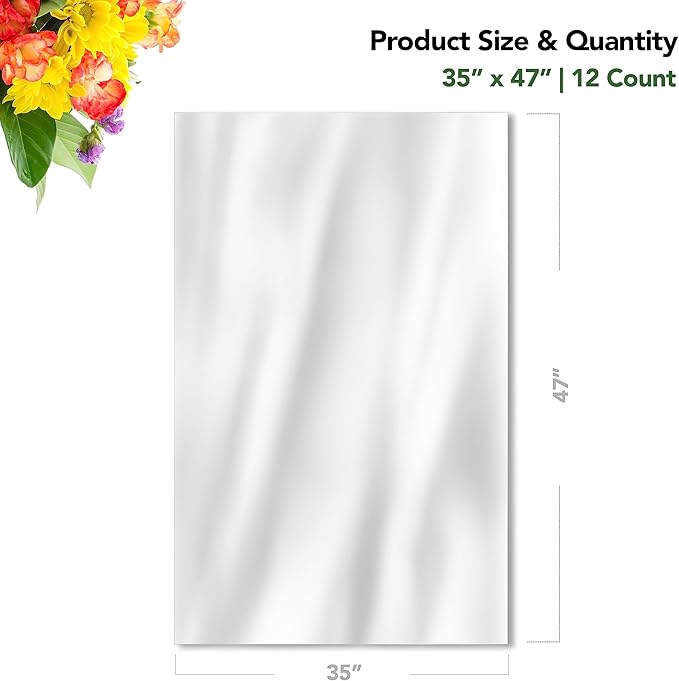 Extra Large Cellophane Gift Bags 35 x 47 Inch (12 Pack) — Clear Basket Wrap Bags for Gift Baskets, Holiday Packaging, Party Favors, DIY Gifts (Ribbon & Basket Not Included)